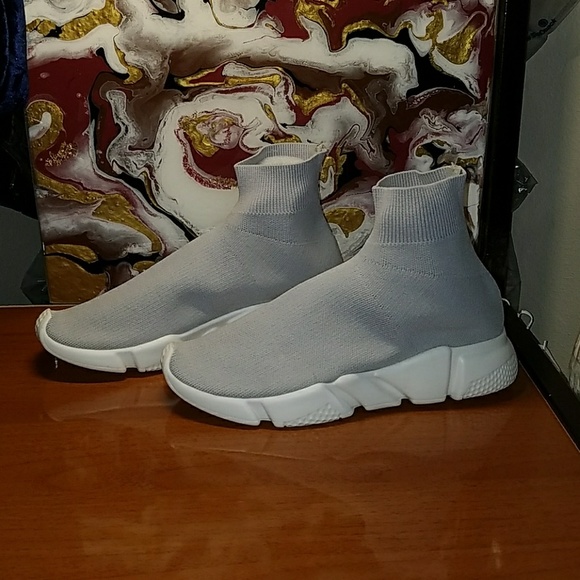 Womens Speed Trainer Flyknit Sock Sneaker GREY - Picture 3 of 7